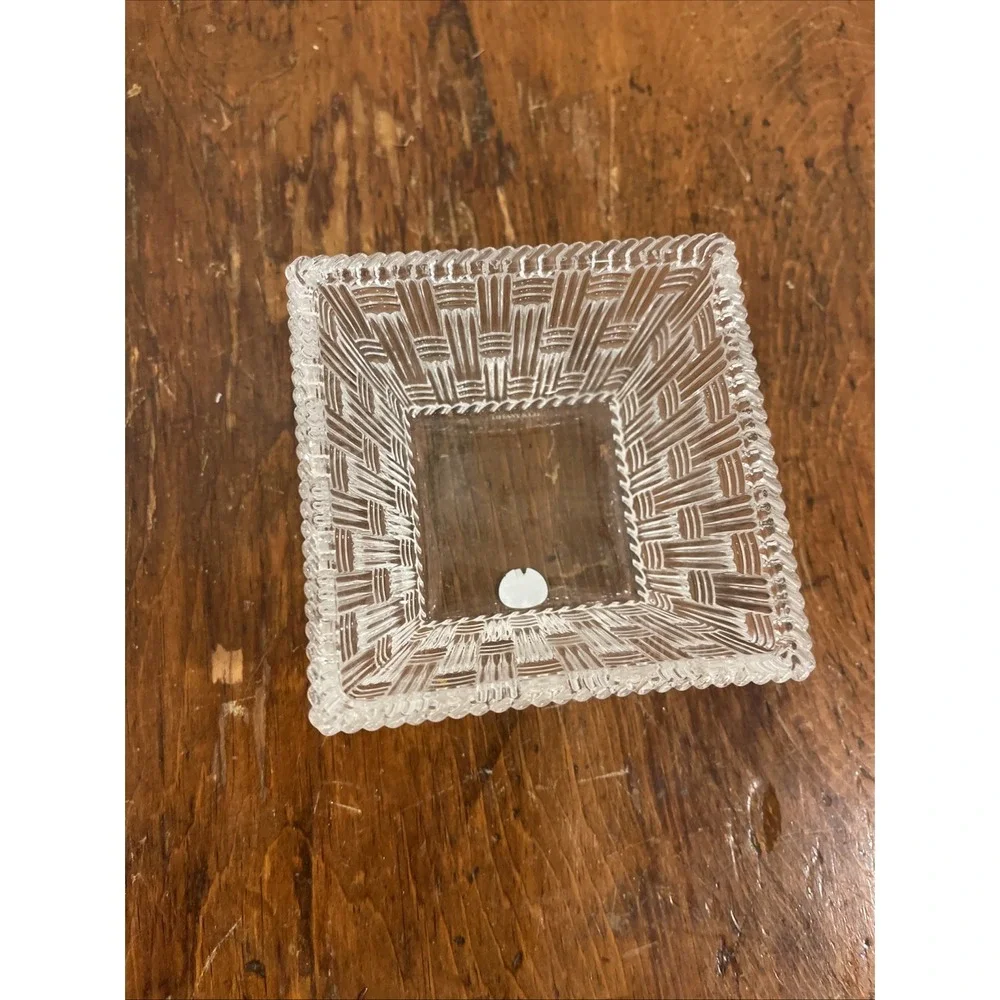Tiffany & Co Glass Crystal Square Trinket Candy Dish 4